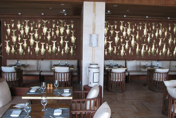 Lighting installation inside a resort dining room